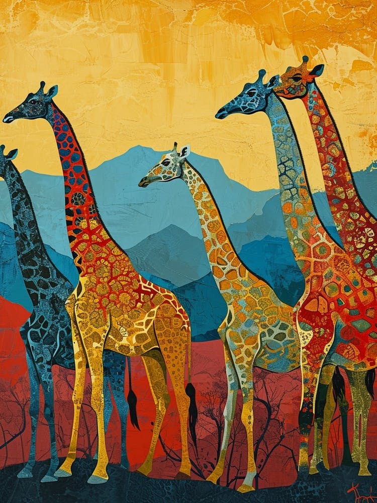 Abstract Geometric Giraffe Herd 1