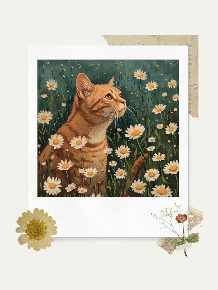 Scrapbook Ginger Cat Fairycore Painting 4