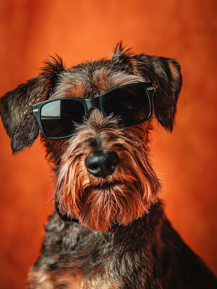 Schnauzer Wearing Sunglasses. Generated AI.