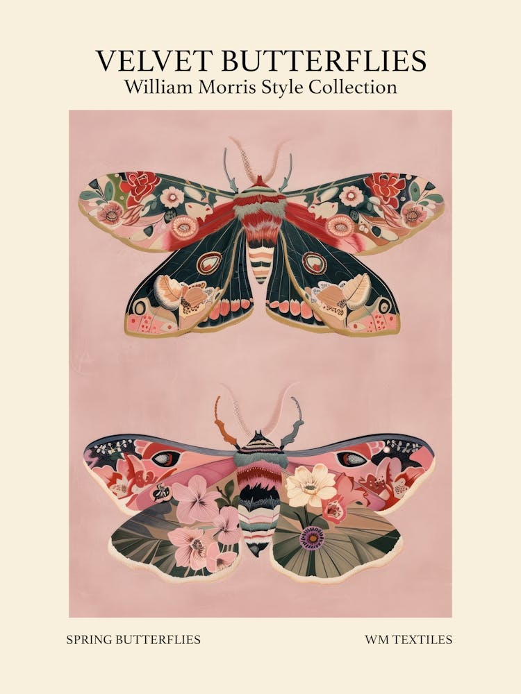Velvet Butterflies Collection Spring Butterflies William Morris Style 4