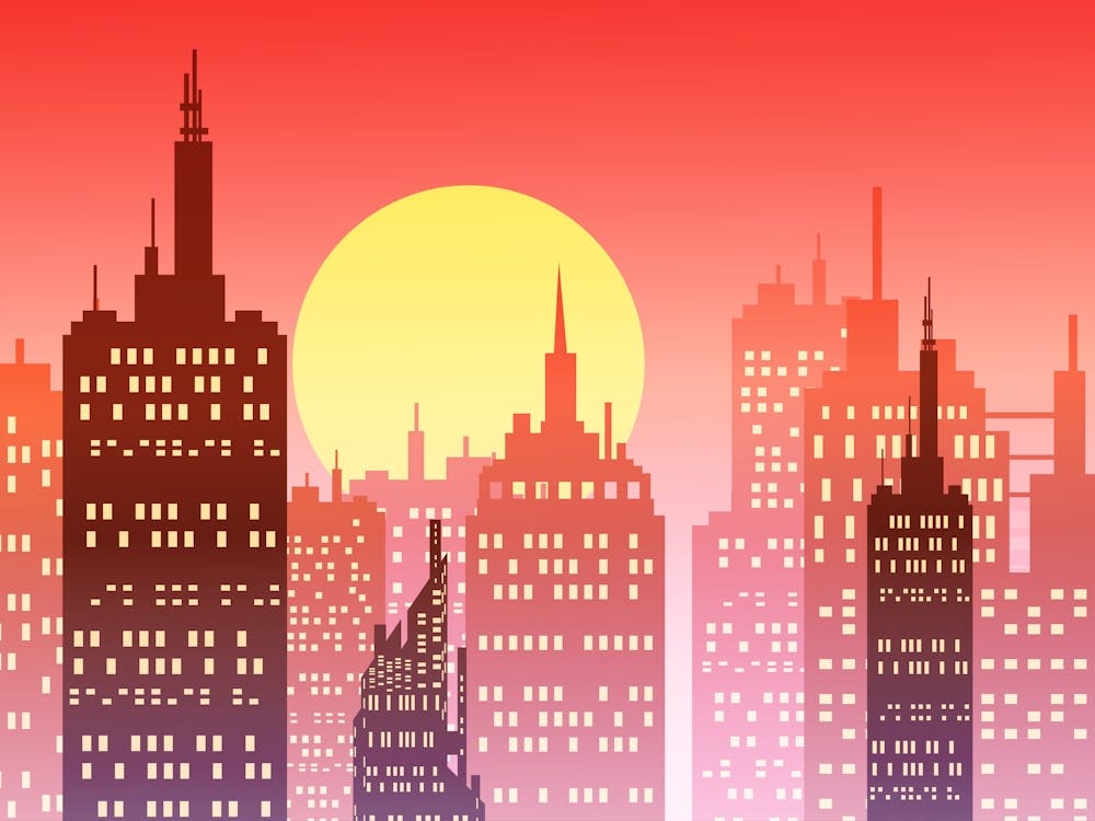 City Skyline Sunset Cityscape Building Architecture Silhouette Urban