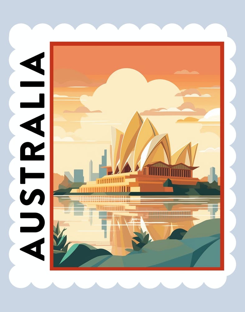 Australia 2 Reisebriefmarkenposter