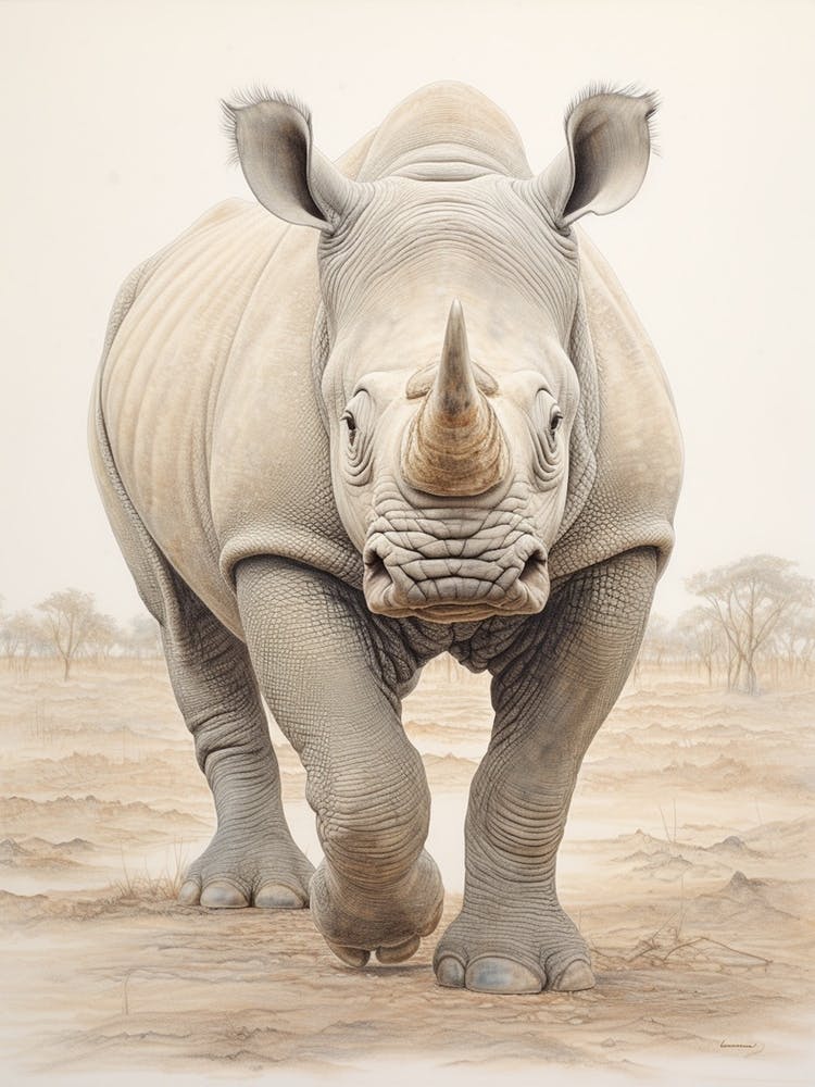Rhino Walking Portrait 1