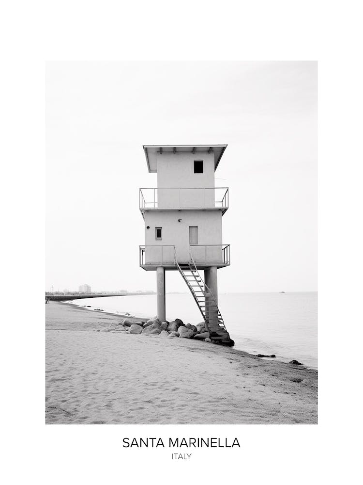 Poster Of Santa Marinella, Italy, Black And White Photo 1
