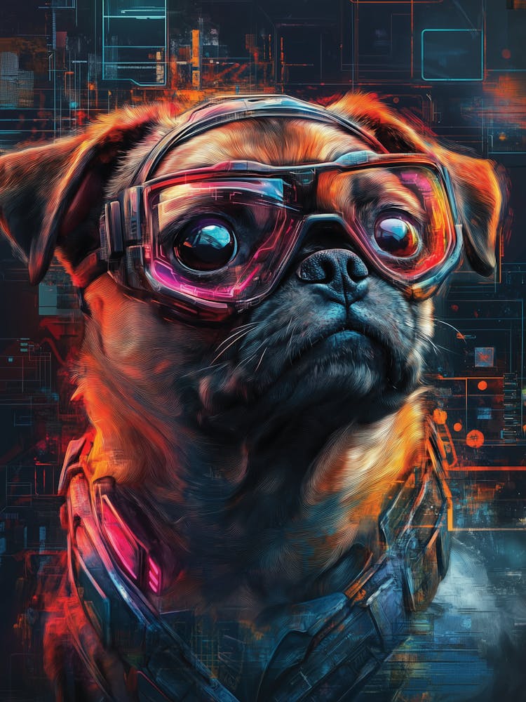 Pug Cyber Punk Sci Fi
