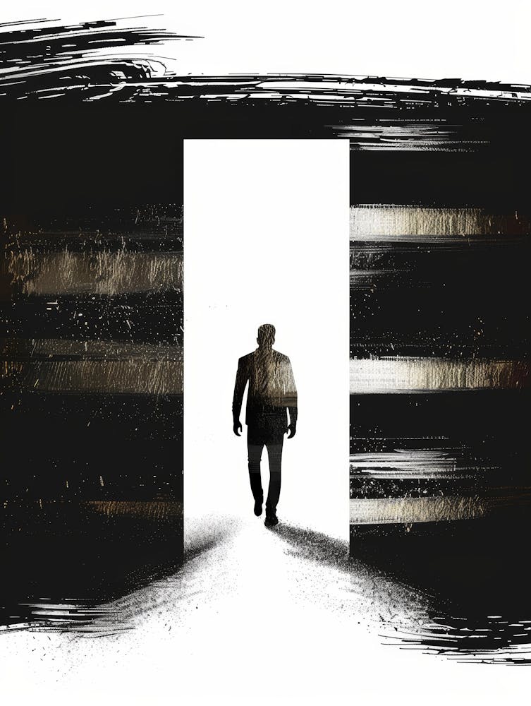 Man Walking Through An Open Door