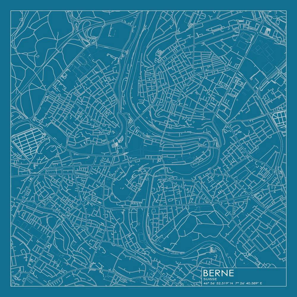 Berne Suisse city map blueprint design