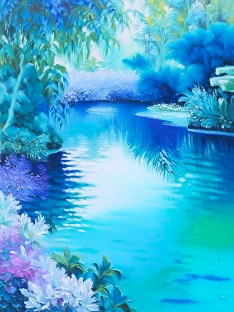 Water Gardens Waterscape Marble Acrylic Painting 2