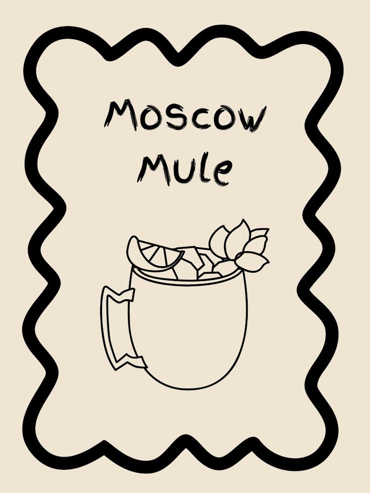 Moscow Mule Doodle Poster B&W