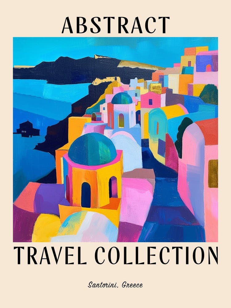 Abstract Travel Collection Poster Santorini Greece 3