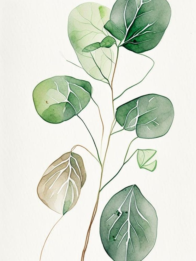Wild Yam Herb Minimalist Watercolour