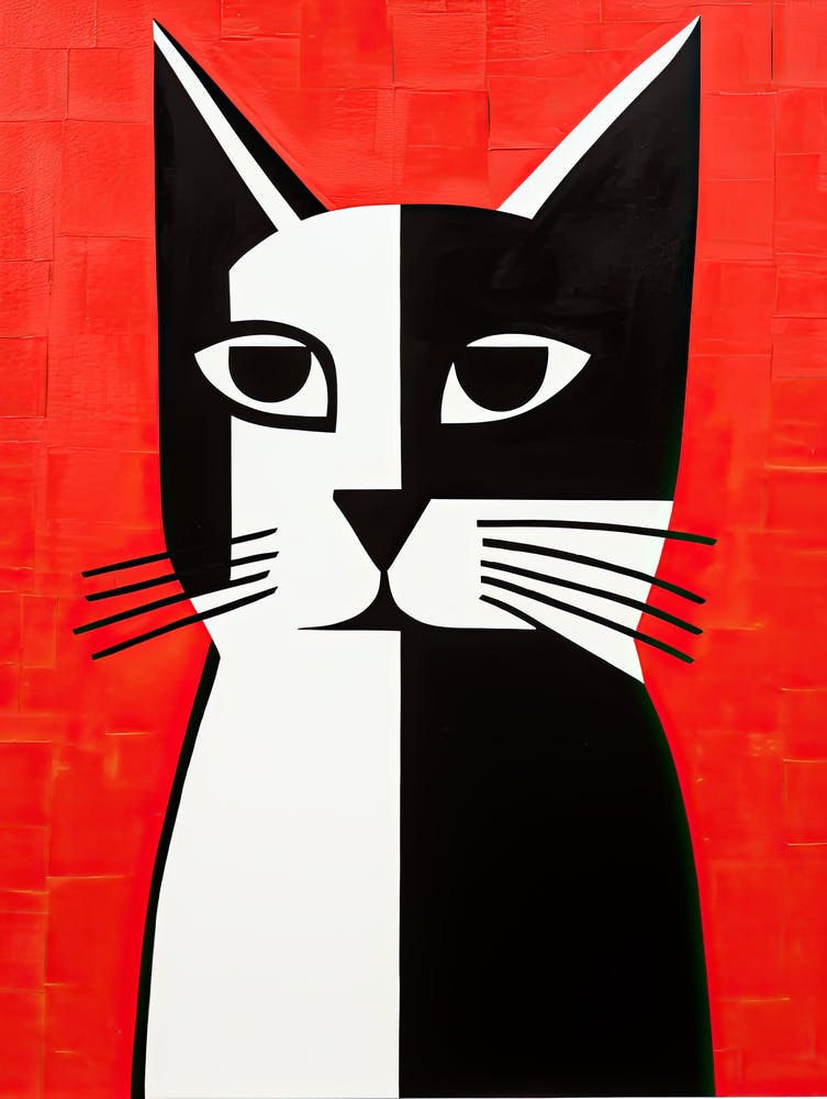 Cubist Cat Chronicles: Minimalist Artistry