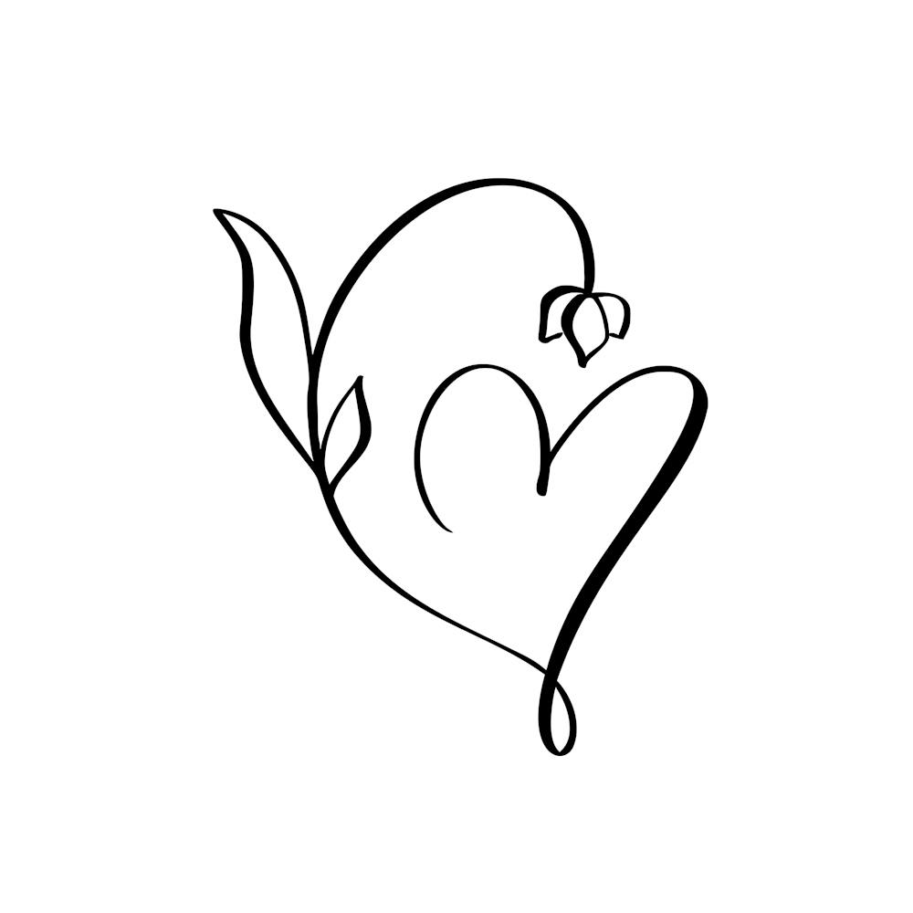 Floral Heart – Minimalist Line Art Design with Blooming Elegance