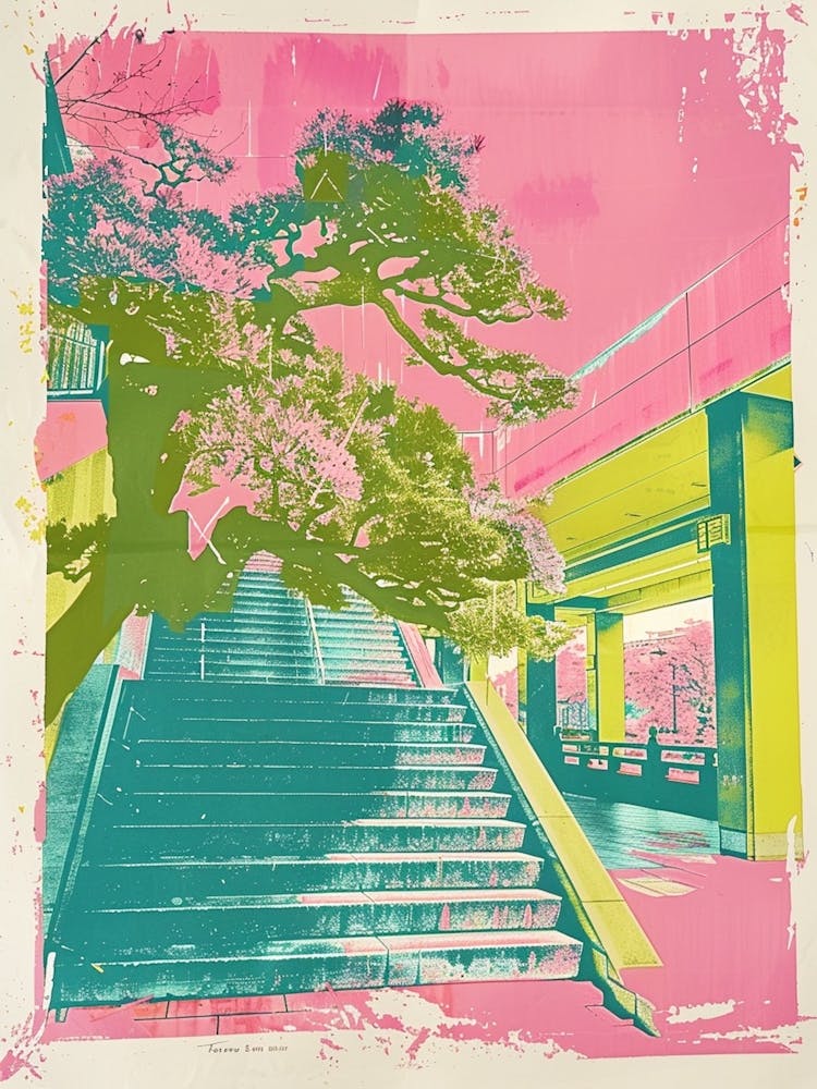 Japan Pink Scene Duotone Silkscreen 2