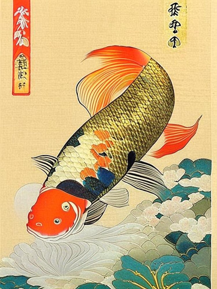 Chagoi Koi Fish 1, Ukiyo E Style Japanese