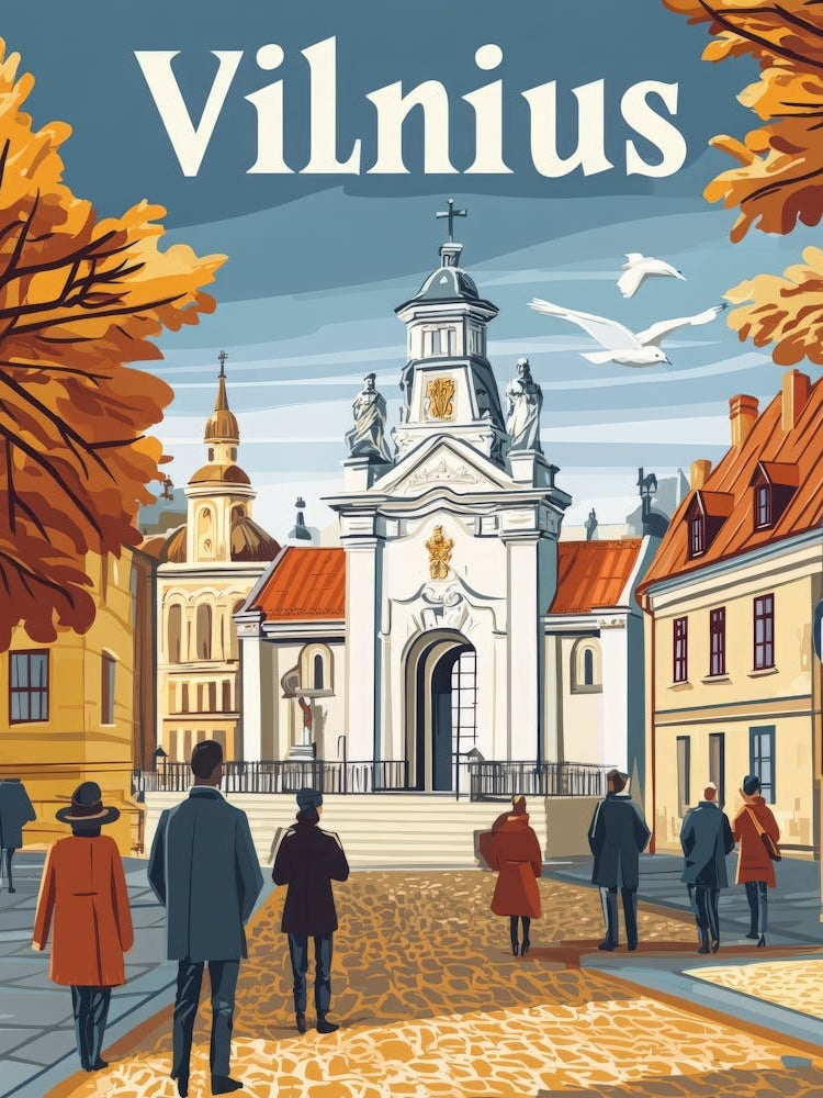 Aihrgdesign A Retro Travel Poster For Vilnius 2