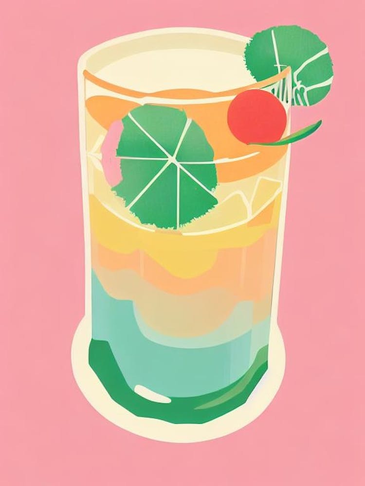 Sazerac Retro Pink Cocktail Poster