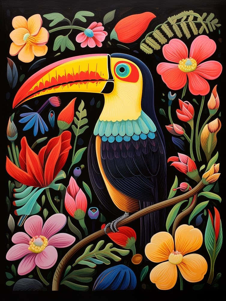 Folk Bird Illustration Toucan 2