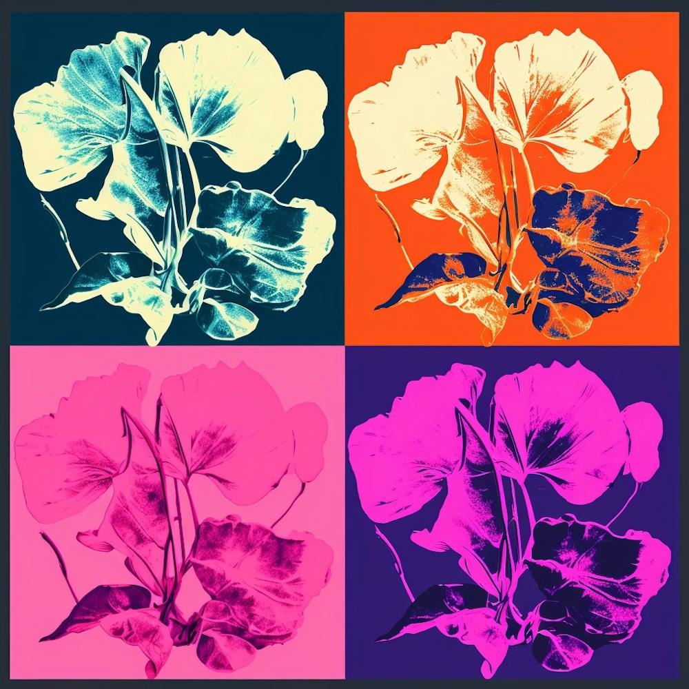Andy Warhol Style Pop Art Flowers Cyclamen 4 Square
