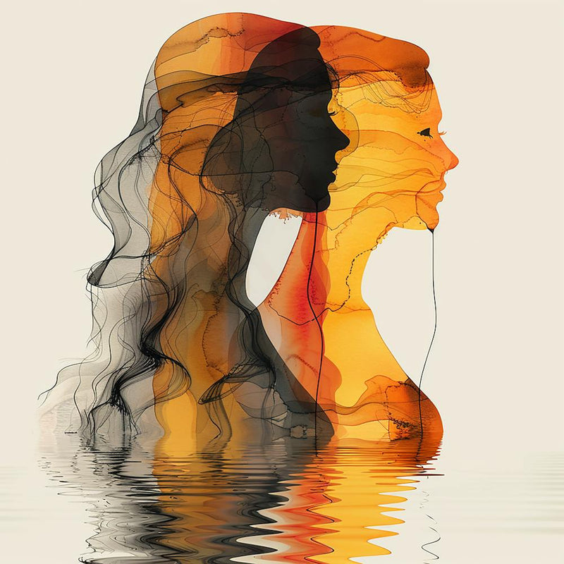 The fire in me - Line art, woman's face, reflection art, abstract art, abstract painting  city wall art, colorful wall art, home decor, minimal art, modern wall art, wall art, wall decoration, wall print colourful wall art, decor wall art, digital art, di