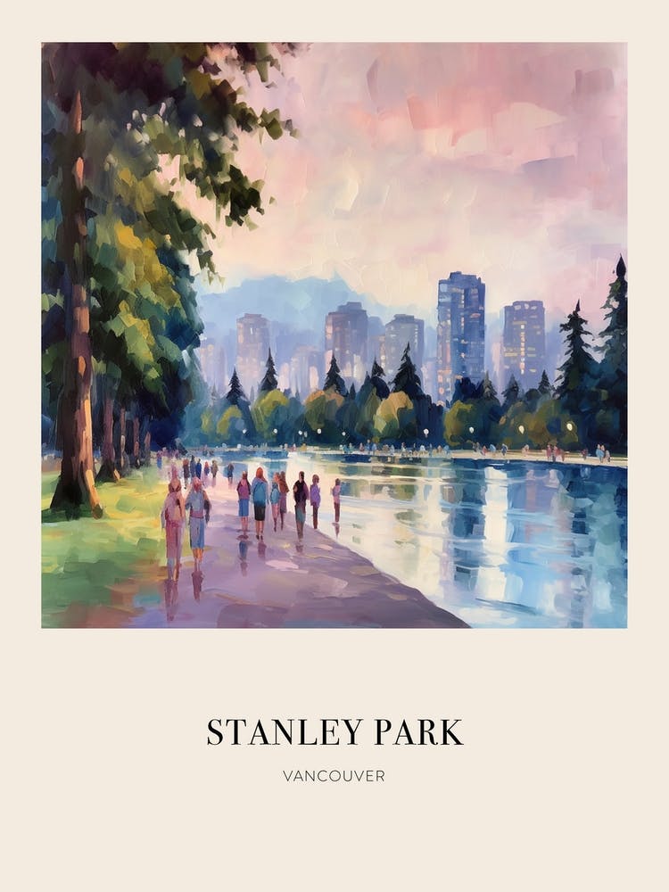 Stanley Park Vancouver 3 Vintage Cezanne Inspired Poster
