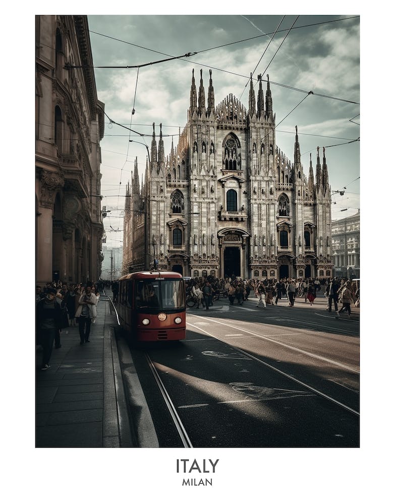 Milan, Italy 3 Watercolor Travel Poster