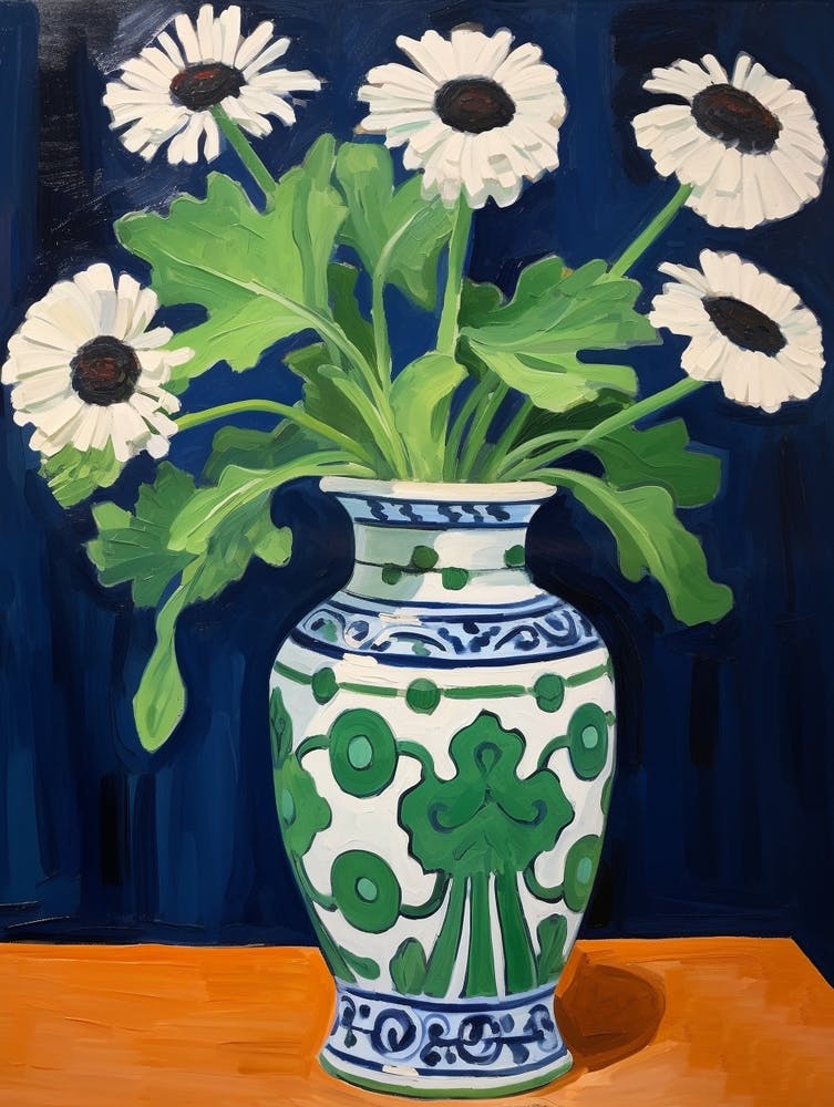 Flowers In A Vase Still Life Painting Cineraria 1