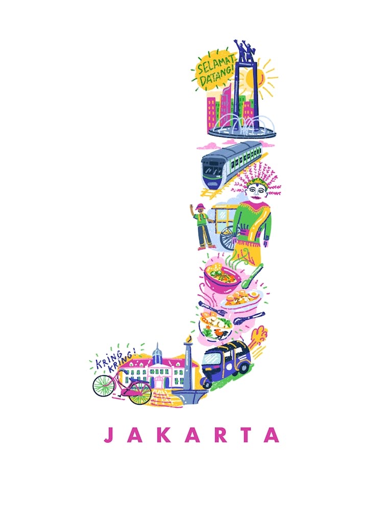 J Pour Illustration de Voyage de la Ville de Jakarta