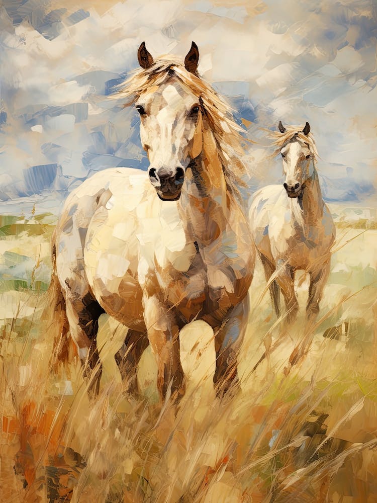 Horses Painting In Wyoming, Usa 1