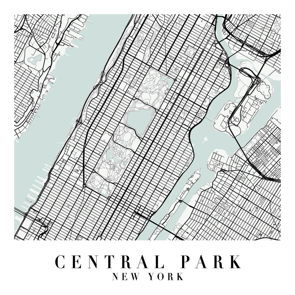 Central Park New York Street Map Minimal Color Square