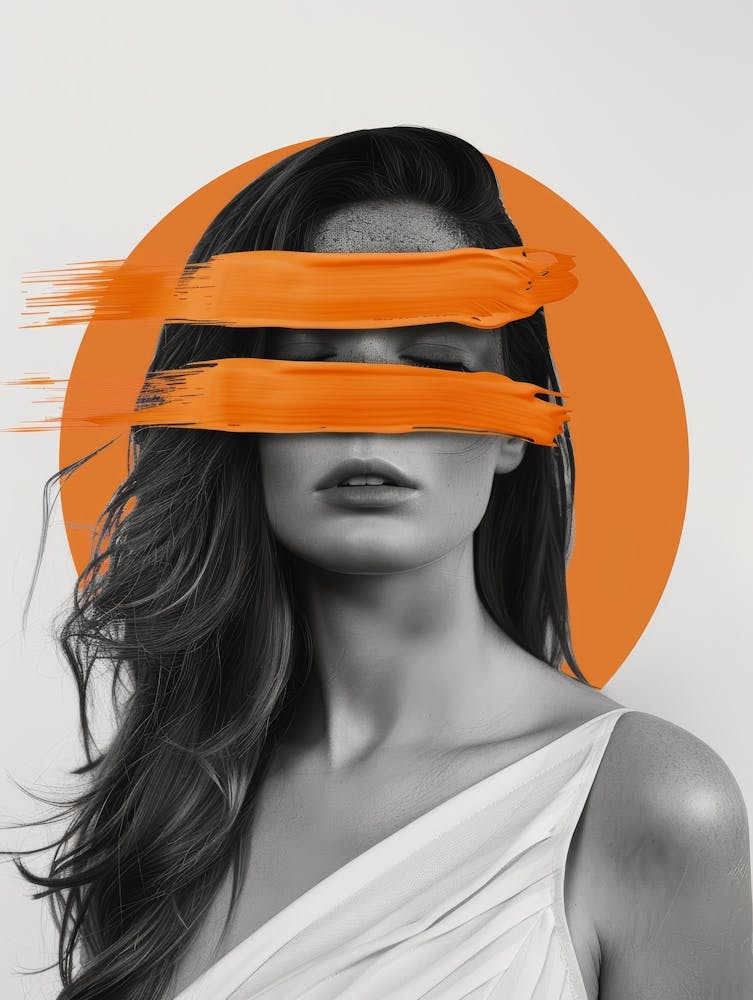 Woman With Orange Paint On Her Face