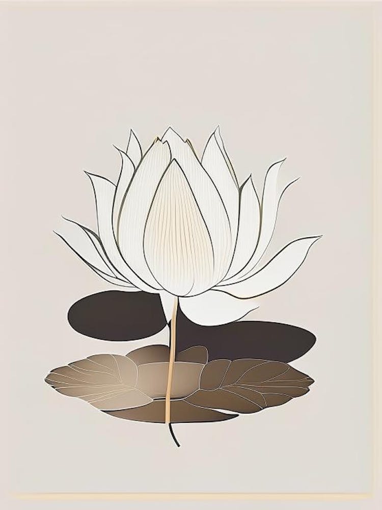 Blooming Lotus Flower In Pond Retro Minimal 1