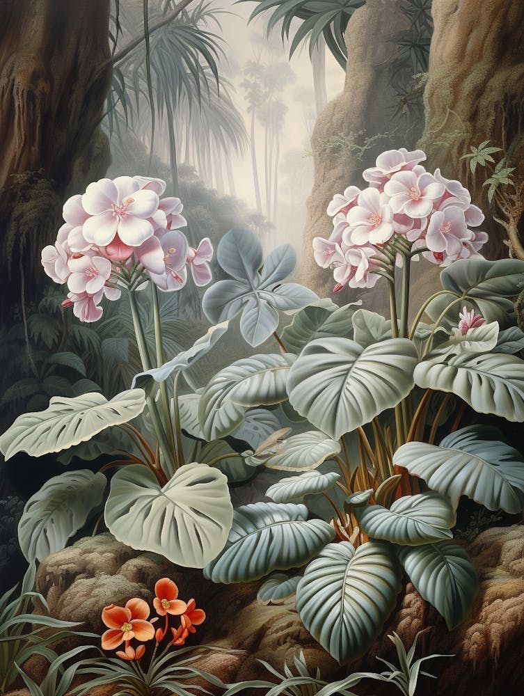 Vintage Jungle Botanical Illustration African Violet 2