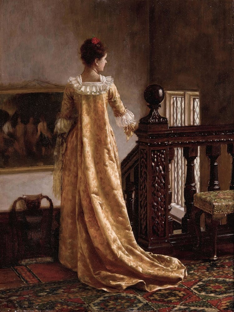 Lady Vintage Antique Portrait Painting