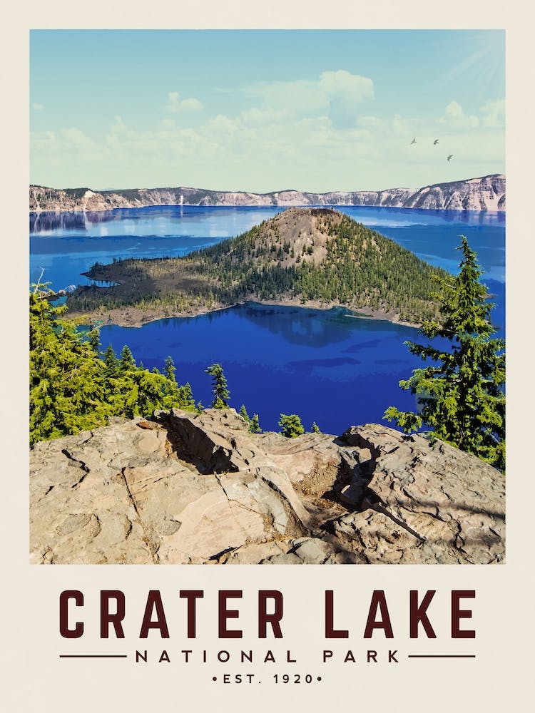 Crater Lake Minimalist Travel Poster