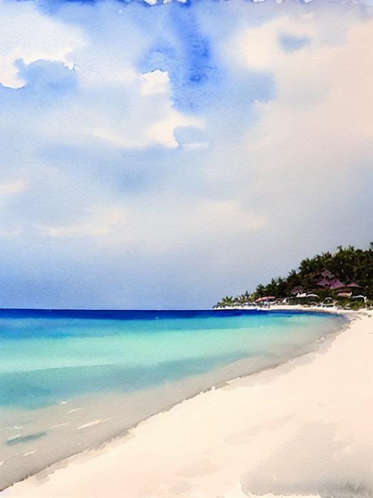 White Beach, Boracay, Philippines Watercolour