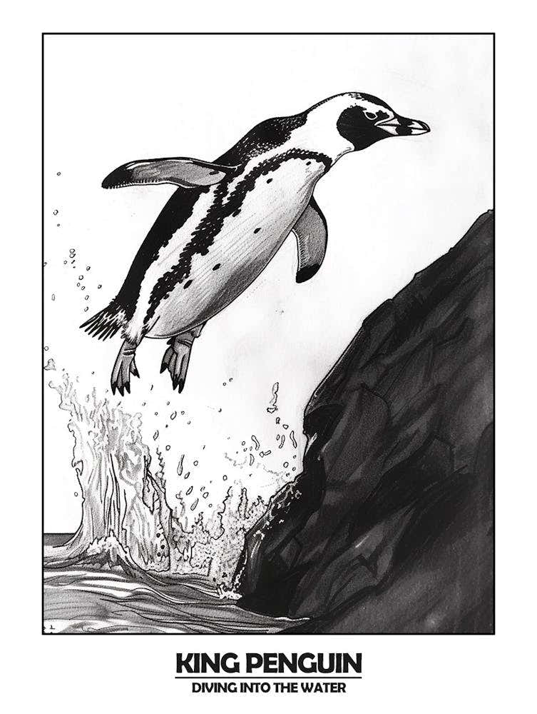 Penguin Diving Into The Water Poster 8