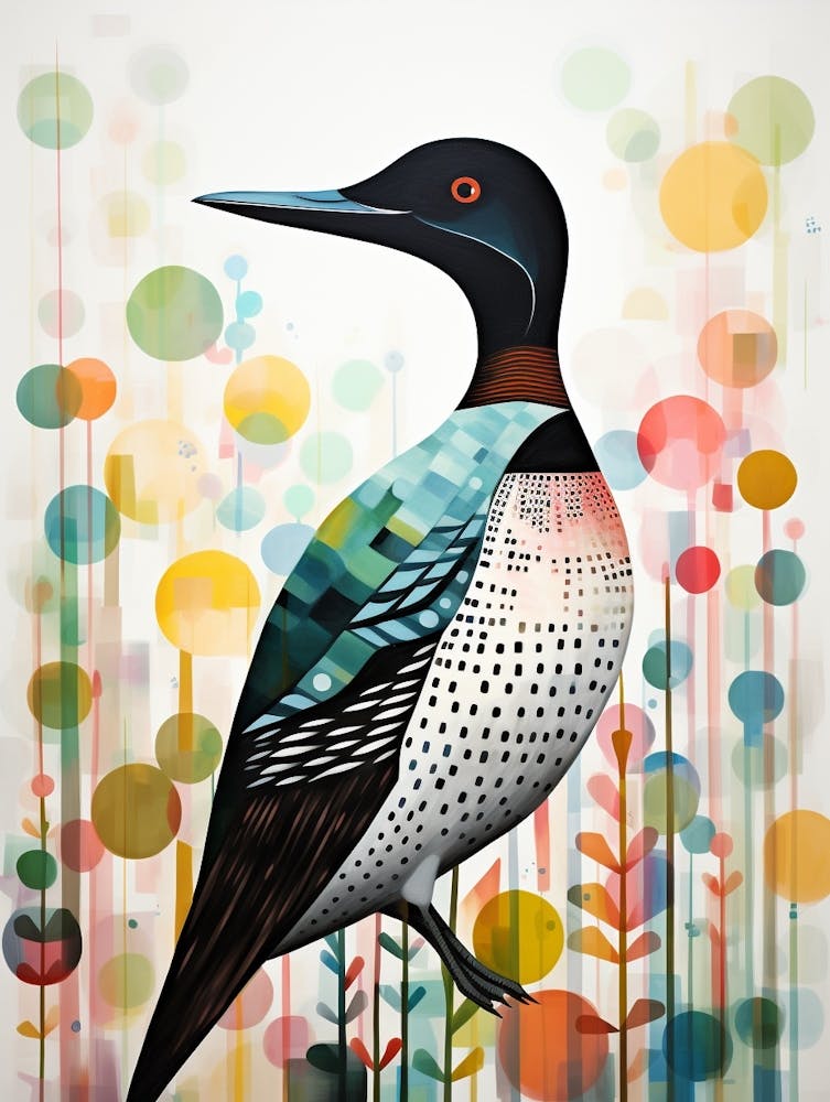 Collage Peinture d'Oiseau - Plongeon huard 3