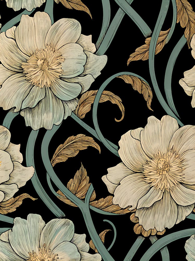 Flowers On A Black Background 23