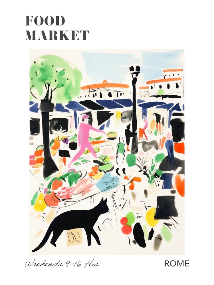 The Food Market In Rome 4 Illustration Poster