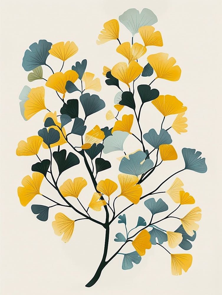 Ginkgo Tree Flat Illustration 4