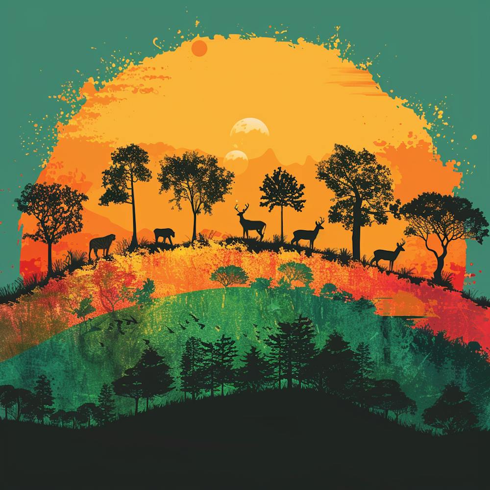 Sunset In The Forest