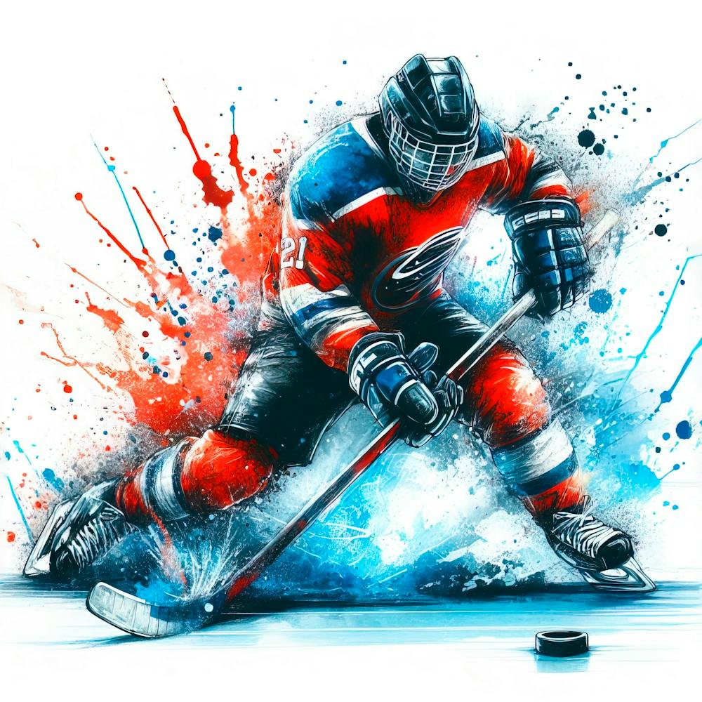 Ice hockey player in watercolor 4