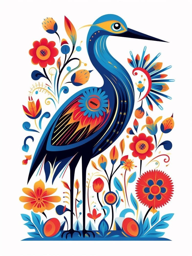 Scandinavian Bird Illustration Great Blue Heron 4