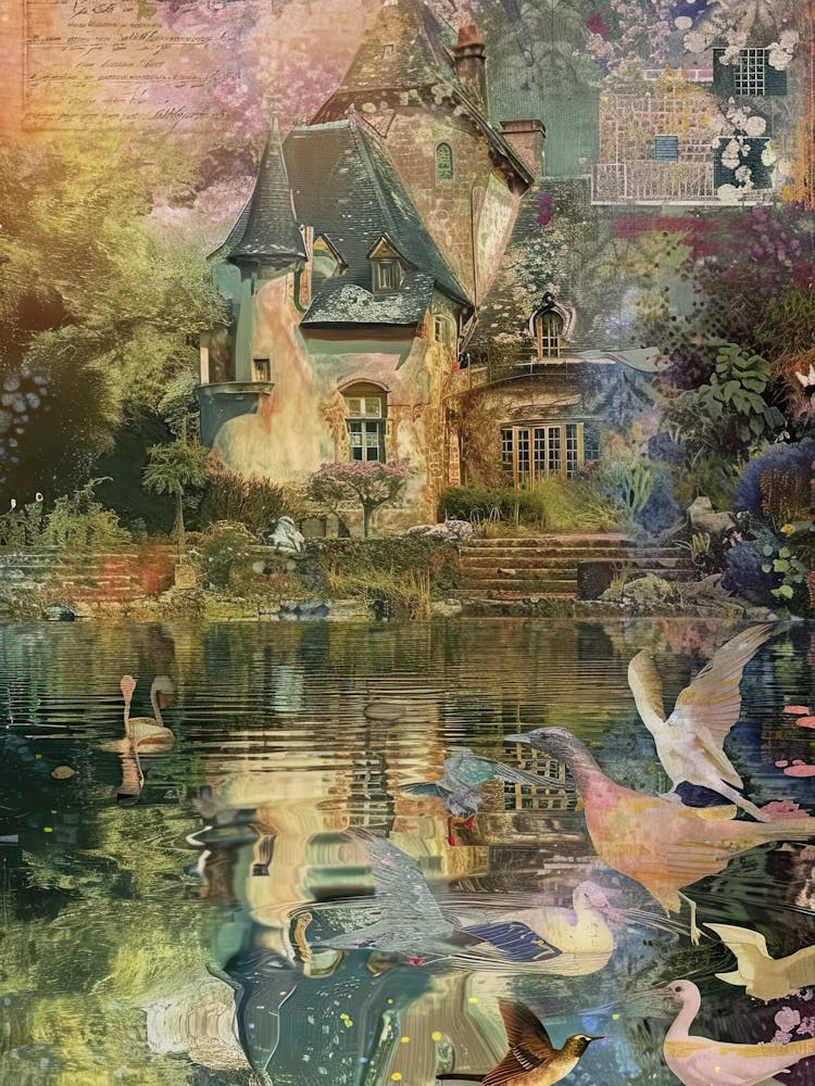 Fairy House Collage Pond Monet Scrapbook 1