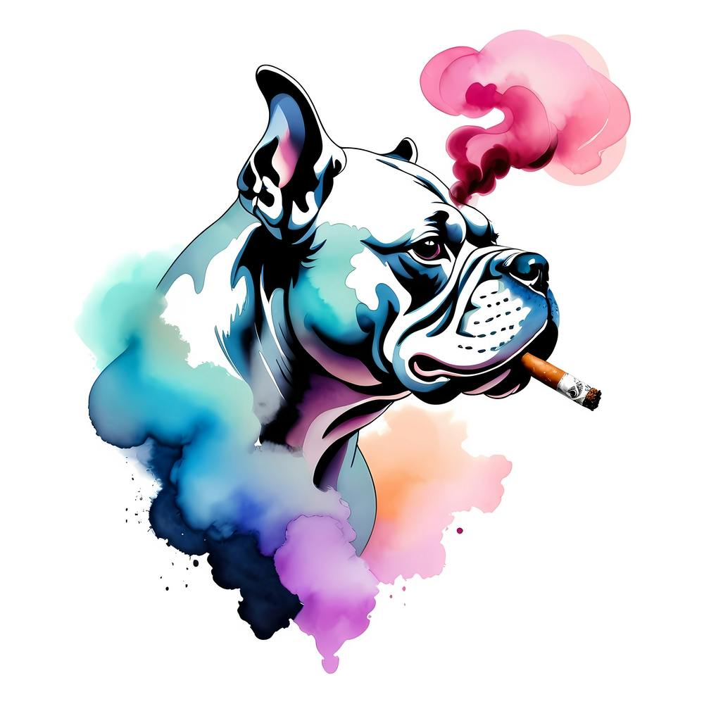 Bull Dog Smoking A Cigarette