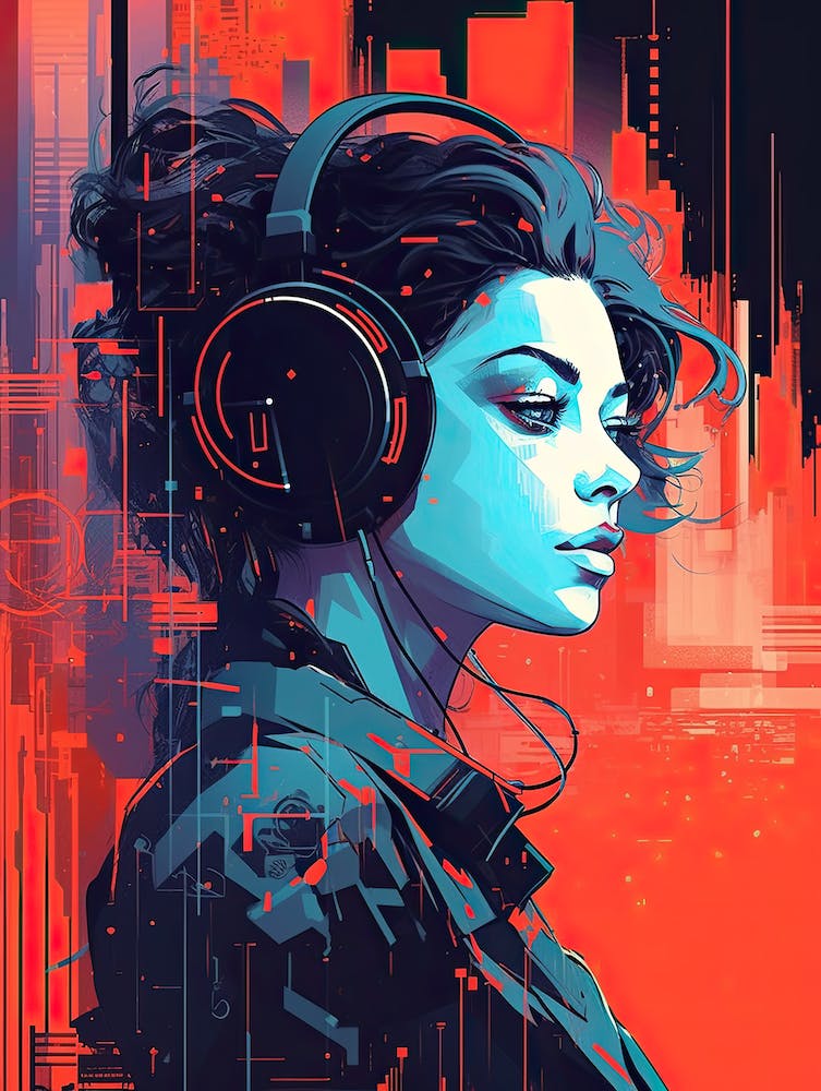 Girl With Headphones 2