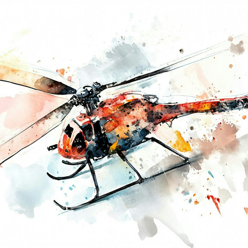 Watercolor Of A Helicopter