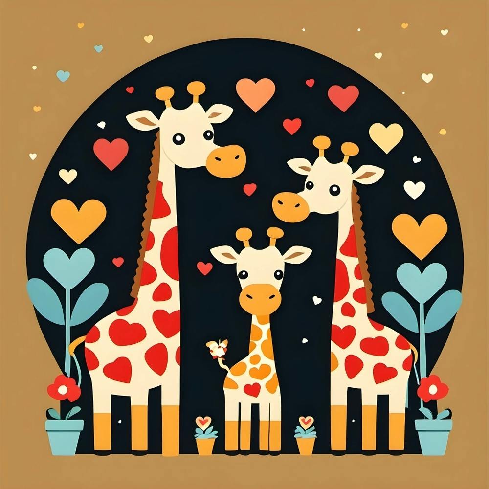 Giraffes minimalist portrait 