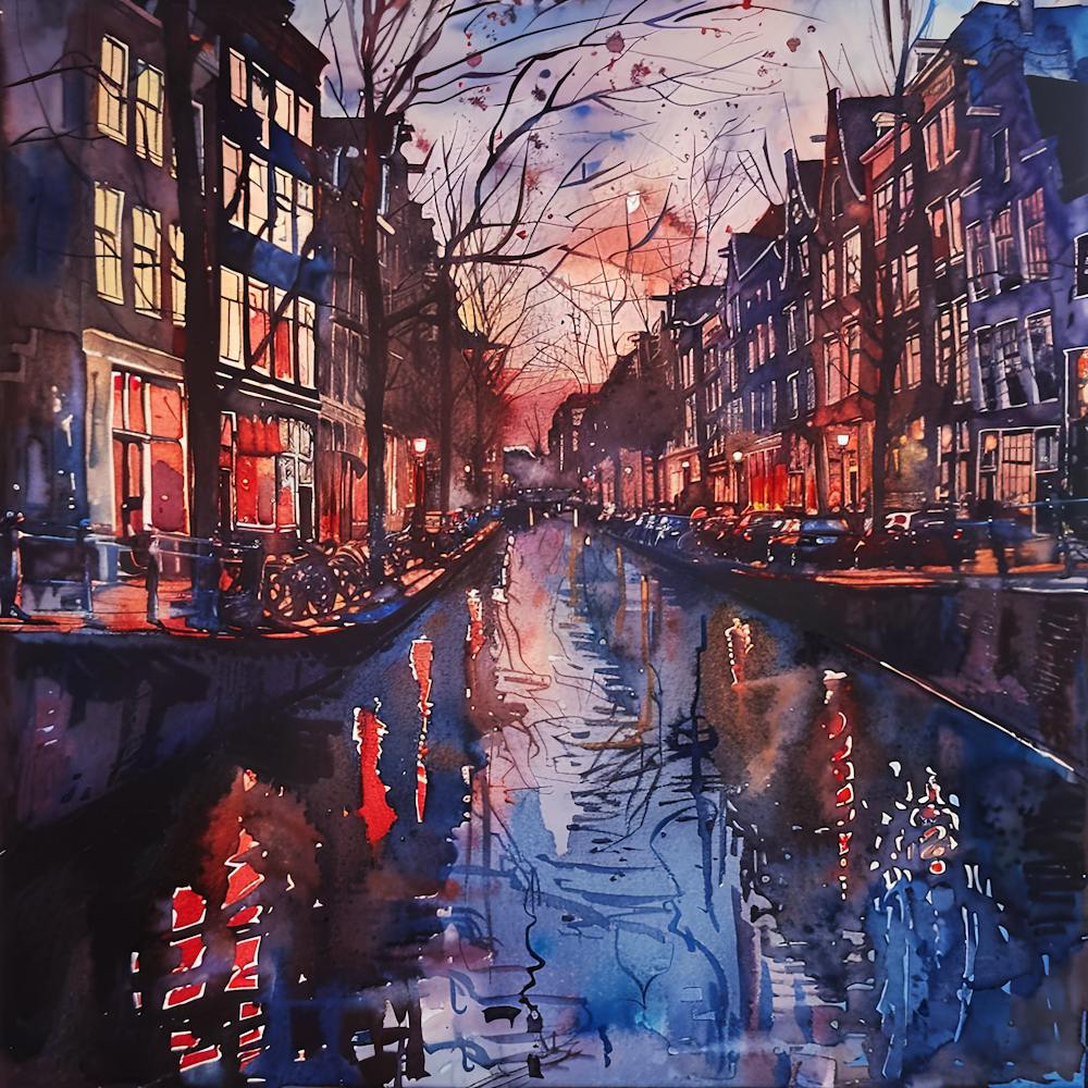Amsterdam Red Light District at Night Series 3